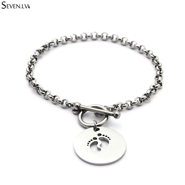 charm bracelets footprints round pendant friendship bracelet stainless steel fashion jewelry ot buckle chain wholesale for women, Golden;silver
charm bracelets footprints round pendant friendship bracelet stainless steel fashion jewelry ot buckle chain wholesale for women, Golden;silver