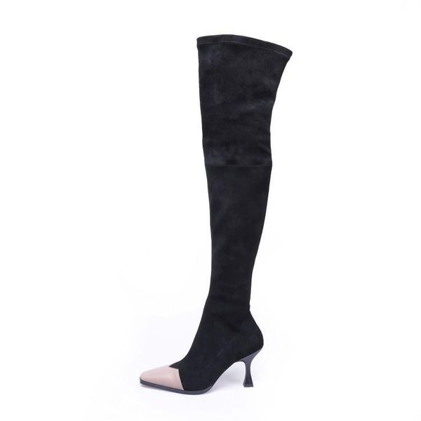 boots 2021 autumn winter women stretch square toe mixed colors high heels knee botas mujer est, Black
boots 2021 autumn winter women stretch square toe mixed colors high heels knee botas mujer est, Black