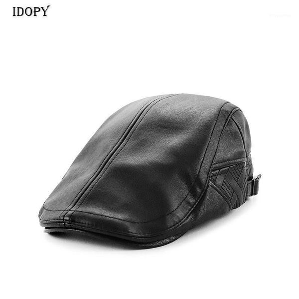 idopy men`s faux leather newsboy caps black classic adjustable 56-60cm pu ivy irish berets for male1, Blue;gray 
idopy men`s faux leather newsboy caps black classic adjustable 56-60cm pu ivy irish berets for male1, Blue;gray