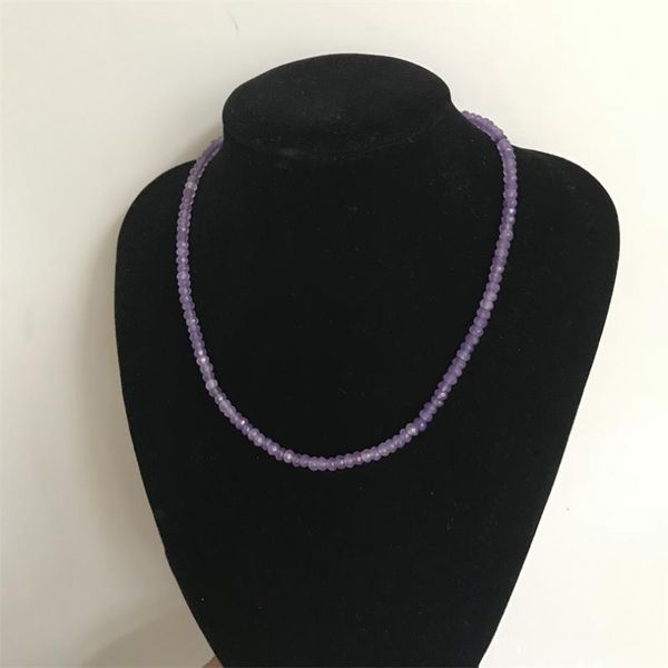 3*4mm light purple color amethysts natural stone necklace handmade cut small bead fashion jewelry gift for mother daughter, Silver
3*4mm light purple color amethysts natural stone necklace handmade cut small bead fashion jewelry gift for mother daughter, Silver