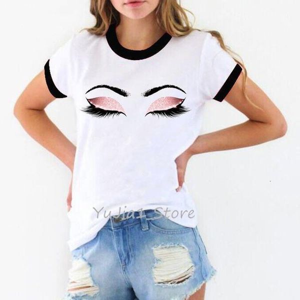 vogue beauty eyes make up t shirt femme harajuku kawaii tshirt women cute female funny t shirts abstract tees shirt femme, White 
vogue beauty eyes make up t shirt femme harajuku kawaii tshirt women cute female funny t shirts abstract tees shirt femme, White
