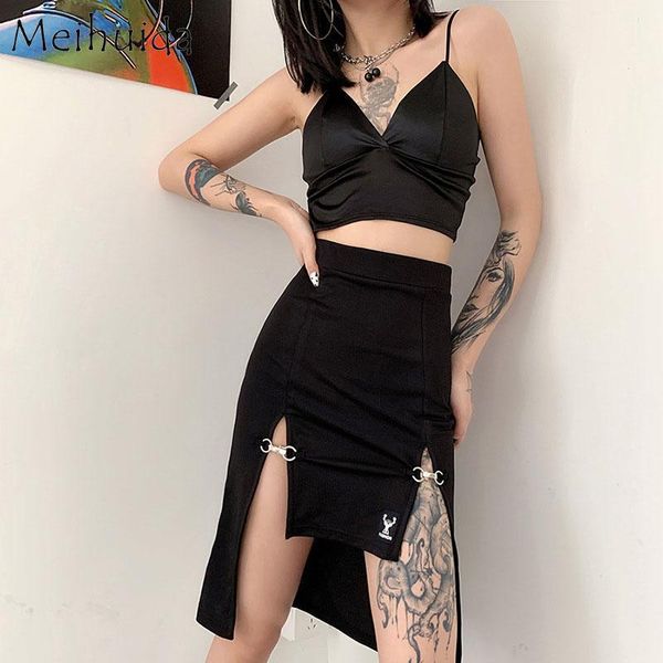 women split skirt metal clasp fashion streetwear casual clothes high waist irregular hem mini pencil skirt for female ladies new1, Black
women split skirt metal clasp fashion streetwear casual clothes high waist irregular hem mini pencil skirt for female ladies new1, Black