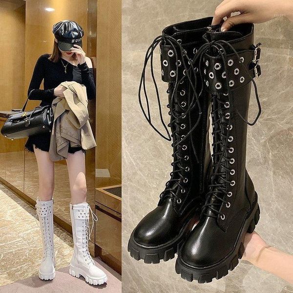 boots women knee-high 2021 fashion gothic shoes square heeled black combat front lace up white leather1
boots women knee-high 2021 fashion gothic shoes square heeled black combat front lace up white leather1