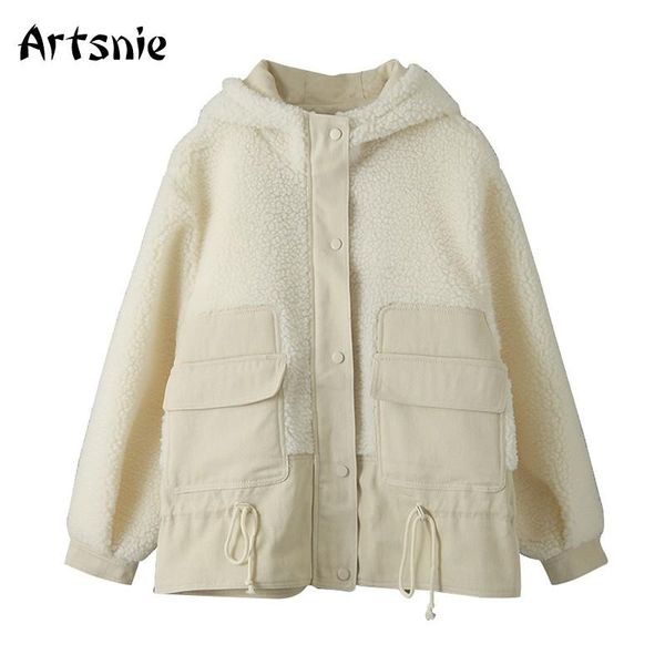 artsnie winter teddy denim patchwork coats women hooded long sleeve oversized jackets thick warm pockets coats chaqueta mujer, Black;brown
artsnie winter teddy denim patchwork coats women hooded long sleeve oversized jackets thick warm pockets coats chaqueta mujer, Black;brown