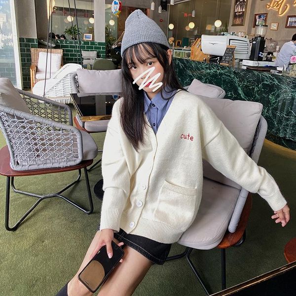 embroidery cute cardigan simple korean autumn long sleeve aesthetic cardigan loose v neck sweter damski women clothes de50ks, White
embroidery cute cardigan simple korean autumn long sleeve aesthetic cardigan loose v neck sweter damski women clothes de50ks, White