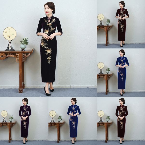 golden velvet autumn new nail beads showquality skirt cheongsam skirt improved slim fitting cheongsam dress blue clinx, Black;gray
golden velvet autumn new nail beads showquality skirt cheongsam skirt improved slim fitting cheongsam dress blue clinx, Black;gray
