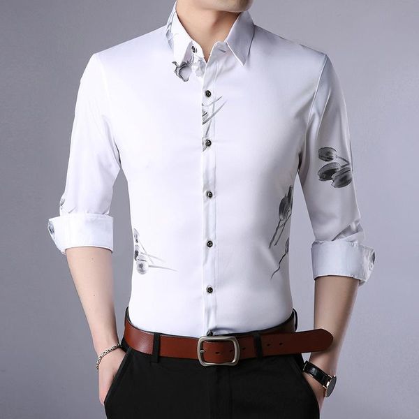 men's casual shirts business shirt fashion lapel slim spring and autumn print dress male long sleeve, White;black
men's casual shirts business shirt fashion lapel slim spring and autumn print dress male long sleeve, White;black
