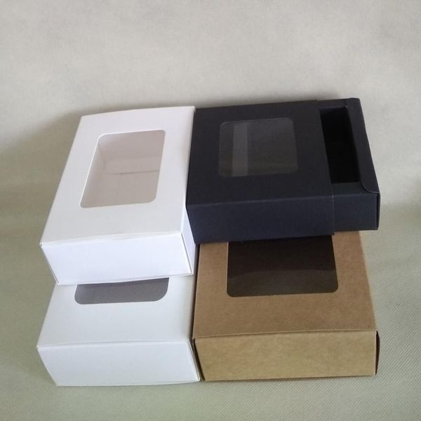 gift wrap 20pcs white/black/kraft paper drawer boxes with pvc window diy handmade soap craft jewel box for wedding party packaging
gift wrap 20pcs white/black/kraft paper drawer boxes with pvc window diy handmade soap craft jewel box for wedding party packaging