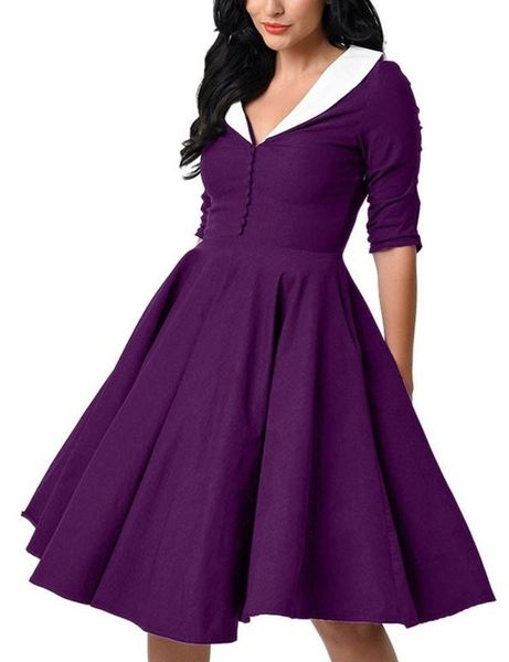 hepburn style fluffy skirt lapel 2020 fashion mid sleeve waist swing dress, Black;gray
hepburn style fluffy skirt lapel 2020 fashion mid sleeve waist swing dress, Black;gray