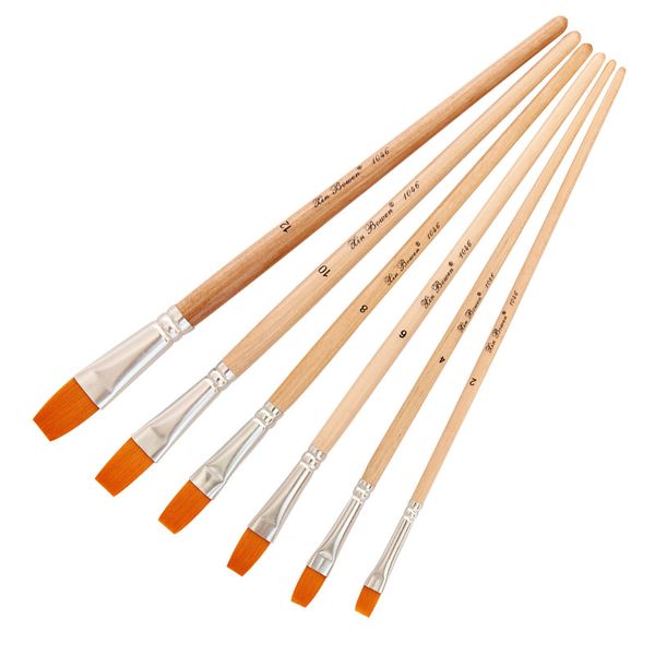 New wood pole gouache brushes flat head acrylic brush 6 pcs sets yellow nylon hair watercolor brush pen art painting brush
New wood pole gouache brushes flat head acrylic brush 6 pcs sets yellow nylon hair watercolor brush pen art painting brush