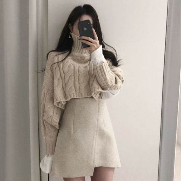 korean chic soft short neck twist irregular waist skirt korean chic soft short high neck pullover twist pullover irregular high waist skirt, Gray
korean chic soft short neck twist irregular waist skirt korean chic soft short high neck pullover twist pullover irregular high waist skirt, Gray