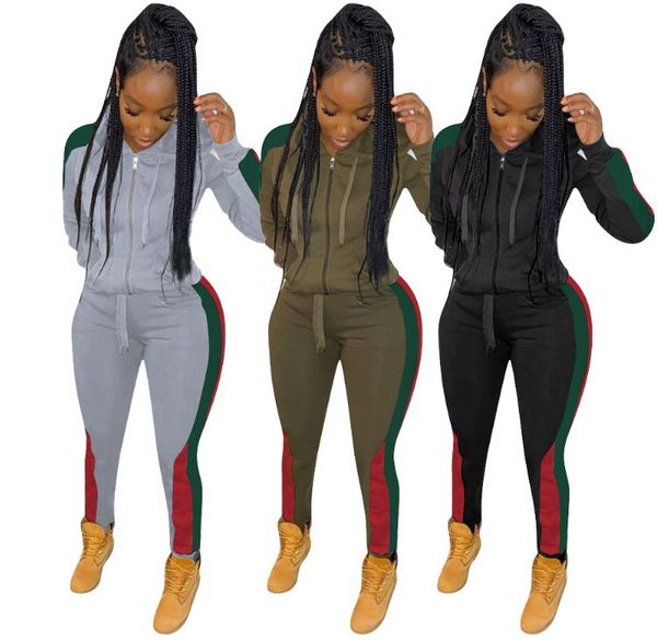 women multi color stitching tracksuit hooded zipper long sleeve coats pencil pants ladies sport sets, Gray
women multi color stitching tracksuit hooded zipper long sleeve coats pencil pants ladies sport sets, Gray