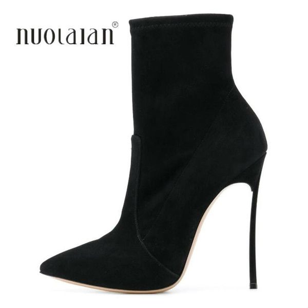 stretch fabric suede ankle for women pointed toe heel shoes woman autumn winter high heels boots t200425, Black
stretch fabric suede ankle for women pointed toe heel shoes woman autumn winter high heels boots t200425, Black
