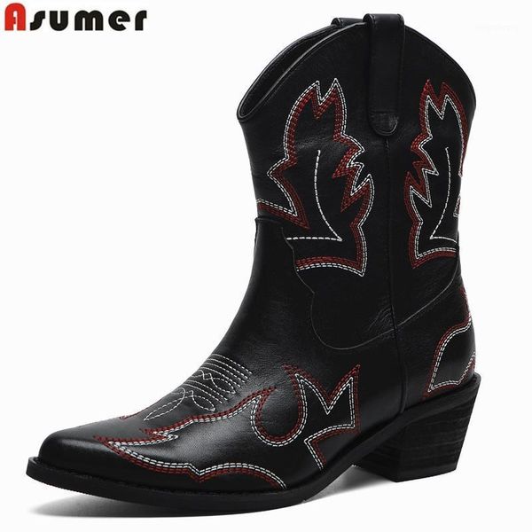 boots asumer 2021 genuine leather women embroidery european western pointed toe cowboy ladies ankle women's shoe1, Black
boots asumer 2021 genuine leather women embroidery european western pointed toe cowboy ladies ankle women's shoe1, Black