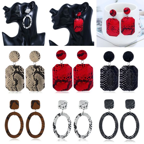women lady geometric snakeskin pattern drop earrings pu leather tortoise statement big pendant drop dangle earrings charm jewelry, Silver
women lady geometric snakeskin pattern drop earrings pu leather tortoise statement big pendant drop dangle earrings charm jewelry, Silver