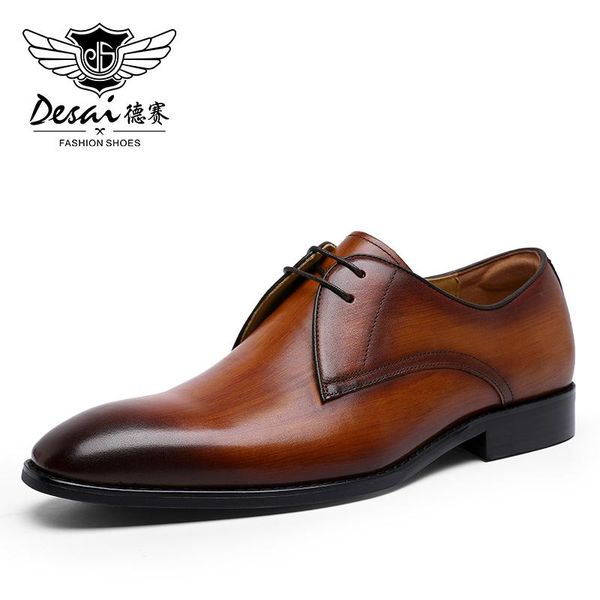 desai leather men shoes genuine formal leather shoes for men dress, Black