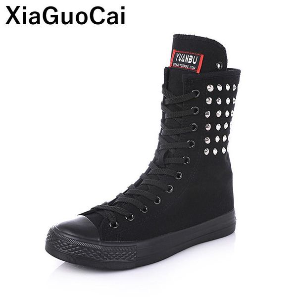 woman boots mid-calf spring autumn female canvas shoes high big size black white rivet ladies footwear fashion
woman boots mid-calf spring autumn female canvas shoes high big size black white rivet ladies footwear fashion