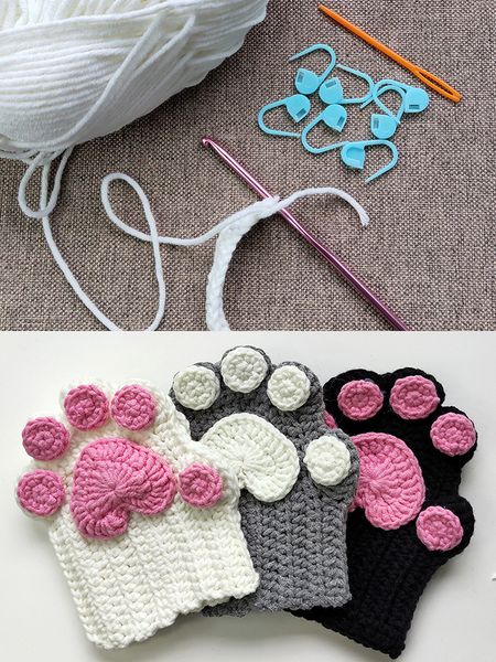 diy hand knitted wool cat claw half finger homemade material bag lovely plush glove winter girl, Blue;gray
diy hand knitted wool cat claw half finger homemade material bag lovely plush glove winter girl, Blue;gray