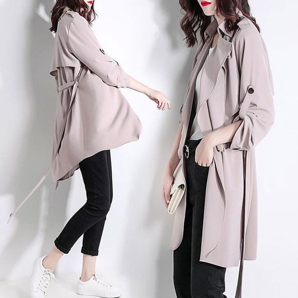 women's trench coats ultra-thin windbreaker female mid long 2021 autumn loose belt ice silk chiffon solid plus size coat women clothes, Tan;black
women's trench coats ultra-thin windbreaker female mid long 2021 autumn loose belt ice silk chiffon solid plus size coat women clothes, Tan;black