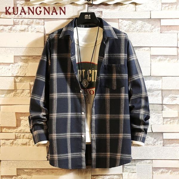 kuangnan japan style black plaid shirt men streetwear men shirts casual slim fit vintage shirt long sleeve xxxl 2019 spring1, White;black
kuangnan japan style black plaid shirt men streetwear men shirts casual slim fit vintage shirt long sleeve xxxl 2019 spring1, White;black
