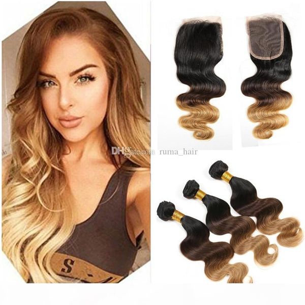 ombre hair extensions three tone brown blonde t1b 4 27 brazilian body wave human hair weave bundles with 4x4'' lace closure, Black;brown
ombre hair extensions three tone brown blonde t1b 4 27 brazilian body wave human hair weave bundles with 4x4'' lace closure, Black;brown