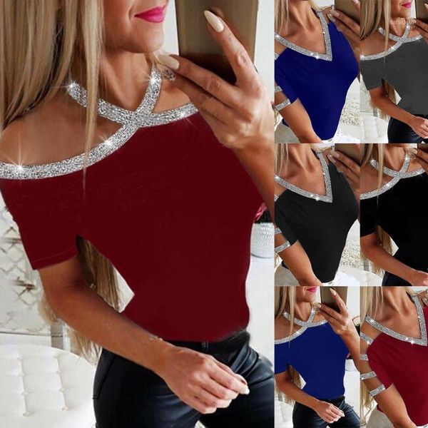 2020 spring women tee basic casual sequin black shirts retro ladies open shoulder t-shirts female short sleeve, White
2020 spring women tee basic casual sequin black shirts retro ladies open shoulder t-shirts female short sleeve, White