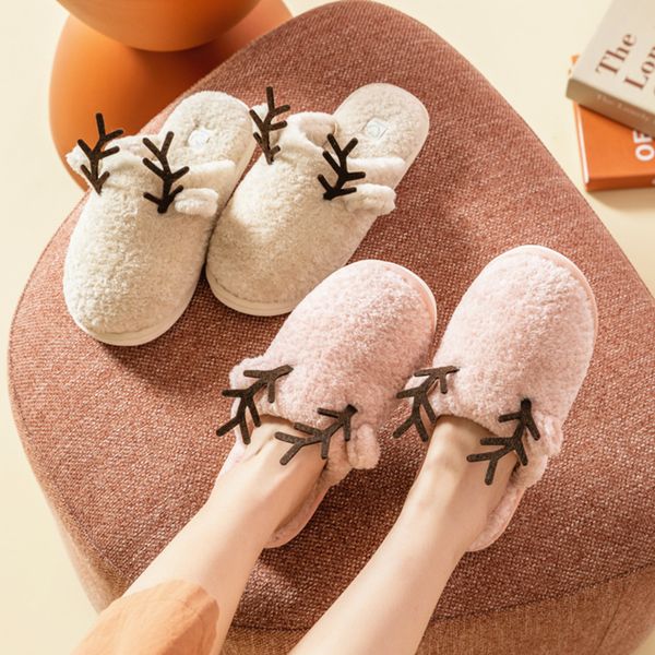 winter new deer antlers house furry slippers for women cartoon indoor warm plush bedroom couple shoes non-slip women fur slipers, Black
winter new deer antlers house furry slippers for women cartoon indoor warm plush bedroom couple shoes non-slip women fur slipers, Black