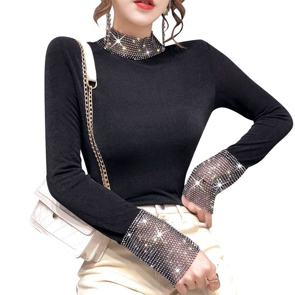 women stand neck diamonds slim fit tshirt long sleeve t-shirt blusa spring winter new black bottoming shirt 330e 201029, White
women stand neck diamonds slim fit tshirt long sleeve t-shirt blusa spring winter new black bottoming shirt 330e 201029, White