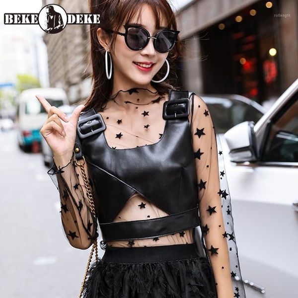 designer sheepskin real leather vest women streetwear hollow out short waistcoat punk zipper black casual suspenders vest1, Black;white
designer sheepskin real leather vest women streetwear hollow out short waistcoat punk zipper black casual suspenders vest1, Black;white