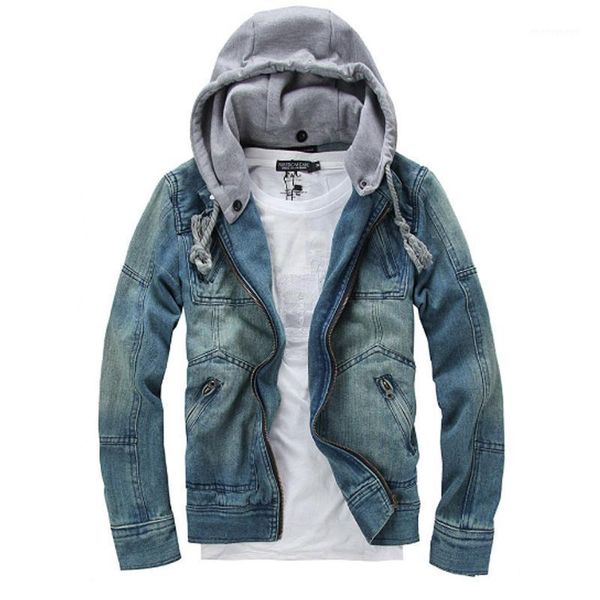 men's jackets 2021 foreign male fashion denim jacket detachable hooded men jeans size m-5xl1, Black;brown
men's jackets 2021 foreign male fashion denim jacket detachable hooded men jeans size m-5xl1, Black;brown