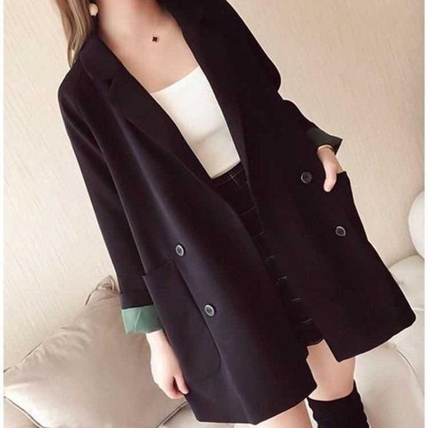 blazers women spring and autumn fashion long sleeve double breasted jacket loose casual women blazers jackets work coat, White;black
blazers women spring and autumn fashion long sleeve double breasted jacket loose casual women blazers jackets work coat, White;black