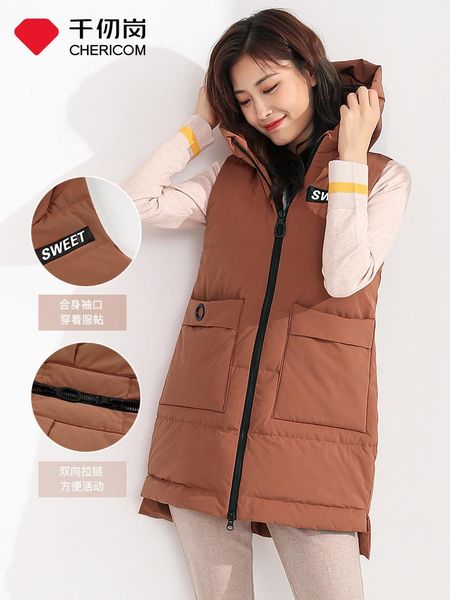 chericom autumn and winter new down jacket women's vest mid-length hooded labeling fashion down outer vest, Black
chericom autumn and winter new down jacket women's vest mid-length hooded labeling fashion down outer vest, Black