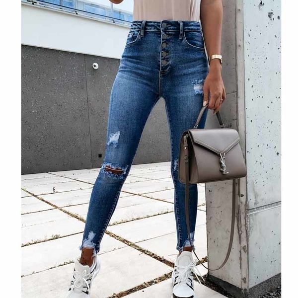 2020 spring autumn new high street elasticity skinny jeans women fashion hole bleached vintage push up slim denim pants femme c1111, Blue
2020 spring autumn new high street elasticity skinny jeans women fashion hole bleached vintage push up slim denim pants femme c1111, Blue