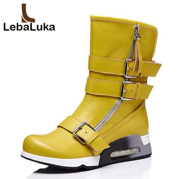 tuyoki женщины из натуральной кожи сапоги mid calf женская обувь боковые молнии клин botas пряжки металла женская обувь размер 34-39, Black
tuyoki женщины из натуральной кожи сапоги mid calf женская обувь боковые молнии клин botas пряжки металла женская обувь размер 34-39, Black
