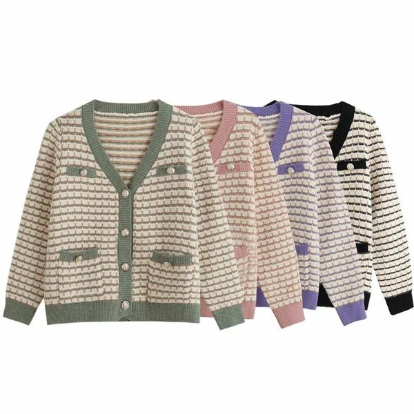 women's knits & tees 2021 autumn women knitted cardigan plaid pockets v-neck long sleeves sweater female fashion casual clothes, White
women's knits & tees 2021 autumn women knitted cardigan plaid pockets v-neck long sleeves sweater female fashion casual clothes, White