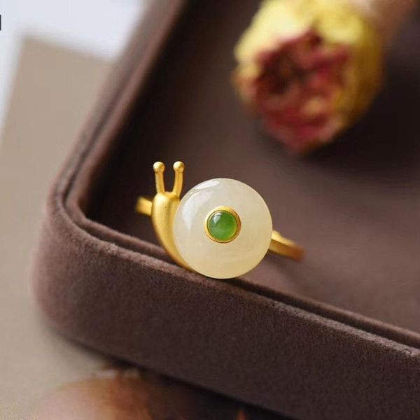 cluster rings natural hetian white jade snail opening adjustable ring chinese style retro creative light luxury elegant women's silver, Golden;silver
cluster rings natural hetian white jade snail opening adjustable ring chinese style retro creative light luxury elegant women's silver, Golden;silver