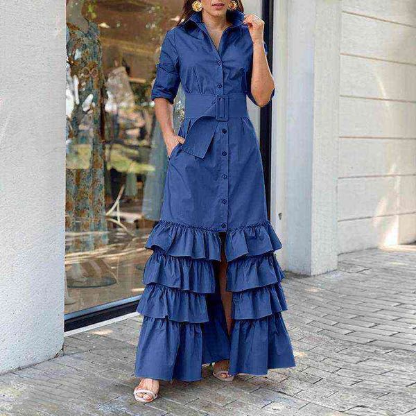 vonda oversized elegant shirt dress 2021 autumn women party maxi dress long sleeve solid lapel button belt elegant long vestidos g1223, Black;gray
vonda oversized elegant shirt dress 2021 autumn women party maxi dress long sleeve solid lapel button belt elegant long vestidos g1223, Black;gray