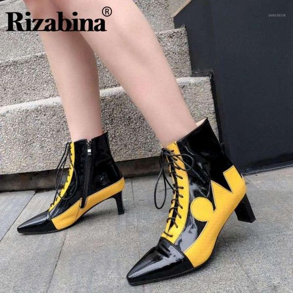 rizabina fashion mixed color women ankle boots pointed toe cross strap high heels shoes genuine leather women boots size 33-401, Black
rizabina fashion mixed color women ankle boots pointed toe cross strap high heels shoes genuine leather women boots size 33-401, Black