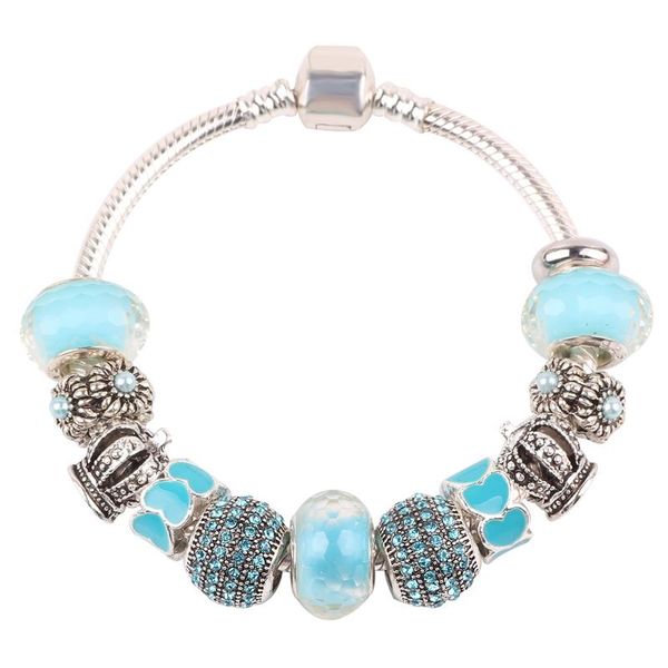 aifeili silver color charm bracelet & bangle with royal crown charm and crystal ball white diy fit women bracelet beads jewelry, Black 
aifeili silver color charm bracelet & bangle with royal crown charm and crystal ball white diy fit women bracelet beads jewelry, Black