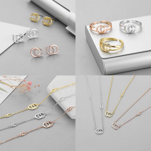 2021 new brand designer earring double letters necklace gold tone ring earring bracelet necklace for women wedding party jewelry gift, Silver
2021 new brand designer earring double letters necklace gold tone ring earring bracelet necklace for women wedding party jewelry gift, Silver