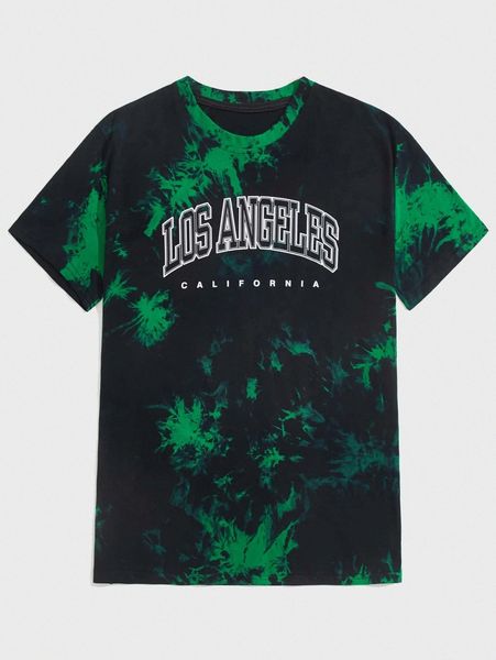 romwe guys letter tie dye tee 379m#, White;black 
romwe guys letter tie dye tee 379m#, White;black