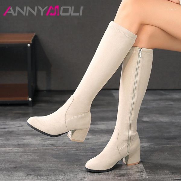 boots annymoli knee high heel woman block round toe shoes zipper ladies long autumn winter beige size 461, Black
boots annymoli knee high heel woman block round toe shoes zipper ladies long autumn winter beige size 461, Black