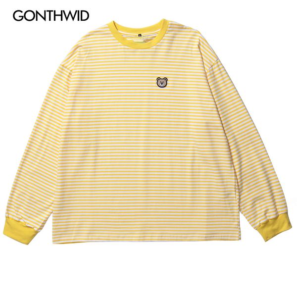 embroidery bear long sleeve stripe tees shirts streetwear harajuku hip hop casual cotton loose tshirts fashion, White;black
embroidery bear long sleeve stripe tees shirts streetwear harajuku hip hop casual cotton loose tshirts fashion, White;black