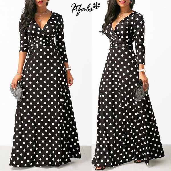 women long maxi dresses bohemia v-neck three quarter sleeve dots print ethnic summer beach female stylish style dress1, Black;gray
women long maxi dresses bohemia v-neck three quarter sleeve dots print ethnic summer beach female stylish style dress1, Black;gray