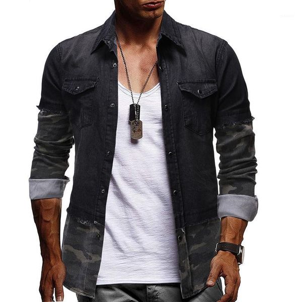 black denim shirt men casual fit slim long sleeve shirts 2020 new cotton splice shirt mens clothing plus size 3xl1, White;black
black denim shirt men casual fit slim long sleeve shirts 2020 new cotton splice shirt mens clothing plus size 3xl1, White;black