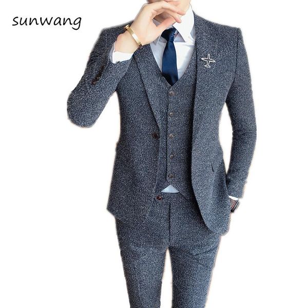 brown wool korean fashion tailored men suit slim fit 3 pieces blazer pants vest party tuxedo wedding mens suits terno masculino, White;black
brown wool korean fashion tailored men suit slim fit 3 pieces blazer pants vest party tuxedo wedding mens suits terno masculino, White;black