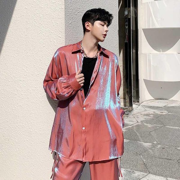 autumn male streetwear hip hop dress shirts stage show clothing men pink shining long sleeve loose casual plus size shirts xl1, White;black
autumn male streetwear hip hop dress shirts stage show clothing men pink shining long sleeve loose casual plus size shirts xl1, White;black