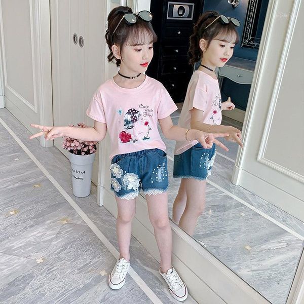 baby girls clothes set floral printed short sleeve t-shirt + denim shorts 2 pcs girl cute floral set of clothes for teens1, White
baby girls clothes set floral printed short sleeve t-shirt + denim shorts 2 pcs girl cute floral set of clothes for teens1, White