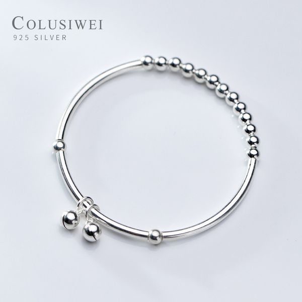 colusiwei pure 925 sterling silver two bells light beads bangles for women ethnic style silver bangles female fashion jewelry 1028, Black 
colusiwei pure 925 sterling silver two bells light beads bangles for women ethnic style silver bangles female fashion jewelry 1028, Black