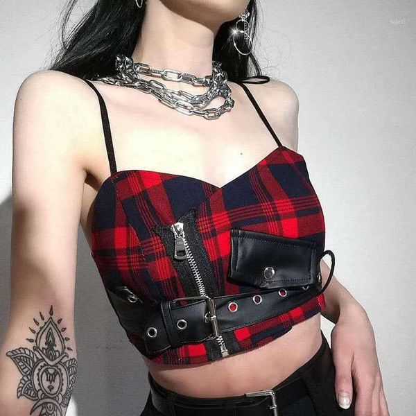 red and black plaid grunge cute crop for teen girls spaghetti strap buckle zipper rivet punk vintage camisole1, White
red and black plaid grunge cute crop for teen girls spaghetti strap buckle zipper rivet punk vintage camisole1, White